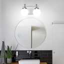 Modern 2 Lights Vanity Light Over Mirror Bathroom Vanity Light Fixtures Chrome Wall Sconce with Milk Glass Vanity Light for Bathroom Lighting