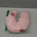 Lystaii Cat Calming Pillow for Indoor Pets - Soft Fluffy Cat & Dog Bed - Dog Neck Pillow Pet Toy Half Donut Anxiety Relief with Cute Embroidery Pattern (Pink, Strawberry)