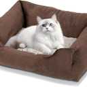 Dog Bed for Small and Mini Medium Dog,Cat Beds for Indoor Cats,Pet Bed for Puppy (Brown, Small)