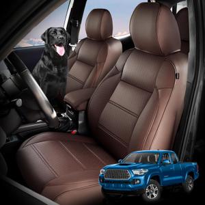 DrCarNow for Toyota Tacoma Seat Covers 2016-2022 2023,Fit for Tacoma Seat Cover Crew Cab/Double Cab Brown Waterproof Leather Accessories