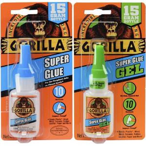 Gorilla Super Glue 15 Gram & Super Glue Gel 15 Gram Combo