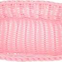 Woven Baskets Wicker Fruit Baskets Christmas Storage Nursery basket with Handles for Organizing Party Candy Basket Food Serving Tray Bread Basket for Home Kitchen Pink