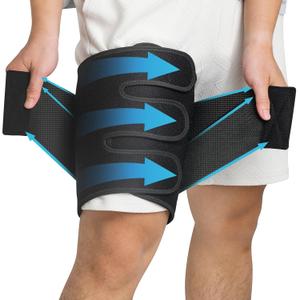Thigh Compression Sleeve For Men & Women  Adjustable Hamstring Compression Sleeve Wrap, Breathable Thigh Brace For Groin, Quad & Hamstring Support, Injury Recovery & Workout Protection - M