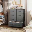 WLIVE Fabric Dresser for Bedroom, Tall Dresser with 8 Drawers, Storage Tower with Fabric Bins, Double Dressers, Chest of Drawers for Closet, Living Room, Hallway, Dark Gray