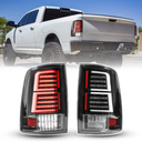 Winjet LED TailLights Assembly for 2009-2018 Dodge RAM 1500 2500 3500 2019-2024 Ram 1500 Classic Body Truck C-Type LED Tube DRL Sequential Turn Signal Replacement Tail Light Lamp Pair