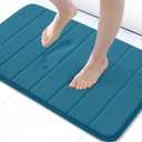 Buganda Memory Foam Bath Mat, 30" x 20", Ultra Soft and Non-Slip Bathroom Rugs, Water Absorbent and Machine Washable Bath Rug for Bathroom, Shower, and Tub, Peacock Blue