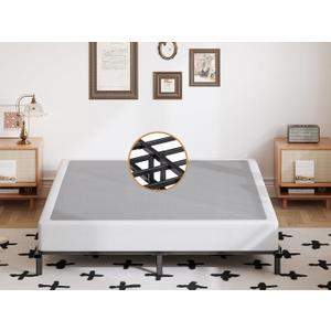 Full Box Spring 5 Inch High Profile Box Springs for Full Bed, Sturdy Metal Frame Mattress Foundation, Easy Assembly, Quiet & Noise-Free, Black