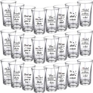Skyley 24 Pcs Funny Shot Glasses for Adult Acrylic Party Shot Glasses 1.2 Ounce Mini Cup Party Favors Guests Mini Cup Bulk for Guests Adult Birthday Drinking Gifts Supplies