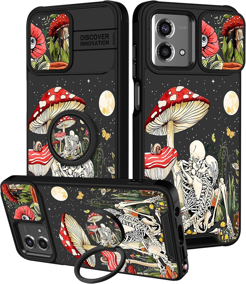 for Moto G Stylus 5G 2023 Case - Skeleton Skull Women Cute Girls Phone Cover Gothic Spooky Pretty Fun Cool Unique Design with Camera Cover and Ring Stand for Motorola G Stylus 5G Case