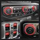 LECART 7 PCS Metal Window Button Switch Cover & AC Switch Knob Cover Fit for Jeep Wrangler JL JLU Gladiator JT 2025-2018 Car Interior Accessories Stylish Auto Decorations Decal Sticker Trims Red