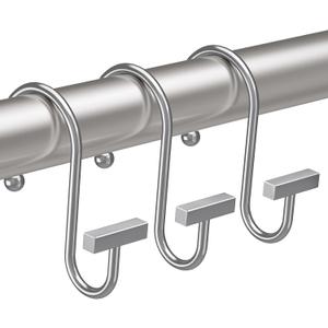 Shower Curtain Hooks, Chrome Shower Curtain Rings Rust Proof, 12PCS Shower Hooks for Shower Curtain, T-Bar Design Convenient Elegant Shower Curtain Hangers for Bathroom Kitchen Wardrobe