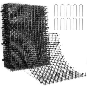 Pomeat 15 PCS Cat Scat Mat with Spikes 16 x 12'' Cat Deterrent Outdoor Scat Mats for Cats and Dogs Cat Spikes for Garden Fence Indoor Furniture Cat Deterrent Mat with 10 Staples
