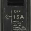 ABB THQL1115 15A SP Circuit Breaker Q Line Plug-in Circuit Breaker 15A 1P 10ka 240V Pole, Compact, Thermal-Magnetic, Plug in