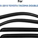 Window Visors Rain Guards for 2005-2015 Toyota Tacoma Double Cab, Out-Channel Window Vent Wind Deflectors Visors Shades for 05-15 Tacoma