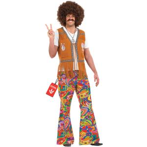 fun shack Men's Hippie Flared Pants, 70s Bell Bottom Costume, Polyester, Medium, Large, XL