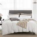 Duvet Cover Super King Size - 100% Washed Cotton Linen Like Textured Ultra Soft Breathable Hotel-Like Bedding Set for All Season,3 Pieces (Off White, Super King)