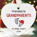 2 x Grandparents Gifts - First Time Grandparents Gifts for Grandma, Grandpa - Baby Pregnancy Announcement Ornament for New Grandma - Grandpa to Be Ornaments 2026 - Ceramic Christmas Ornament