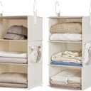 StorageWorks 6-Shelf Closet Organizers, Two 3-Shelf Separable Hanging Shelves for Closet, 12" D x 12" W x 48 "H, Mixing of Beige, White & Ivory