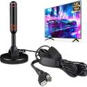 TV Antenna for Smart TV Indoor TV Antenna for Local Channels Digital Antenna for Smart tv Indoor Easy Installation Support 4K 1080p Channels Strong Magnetic Base-16.5 ft Long Cables