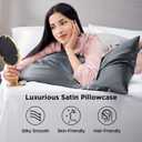 Bedsure King Size Satin Pillowcase Set of 2 - Space Grey Silky Pillow Cases for Hair and Skin with Envelope Closure, Similar to Silk Pillow Cases, Gifts for Women Men, 20x36 Inches, 2pcs
