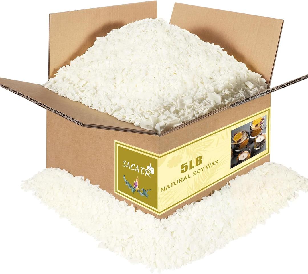SACATR 5LB Soy Wax for Candle Making, 100% Soy Wax - Natural Candle Wax- No additives and Pure, Premium Quality Candle Wax for Candle Making