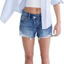 Aeropostale Women's Stripe Relaxed Button Down Shirt (Large, Blue)