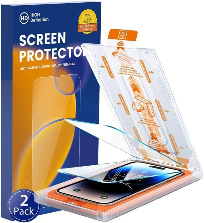 Z ZAIRIX 2-Pack Tempered Glass Screen Protector  Compatible with iPhone 15 Pro, 9H Hardness, Full Coverage, Anti-Scratch, Anti-Fingerprint, Easy Installation