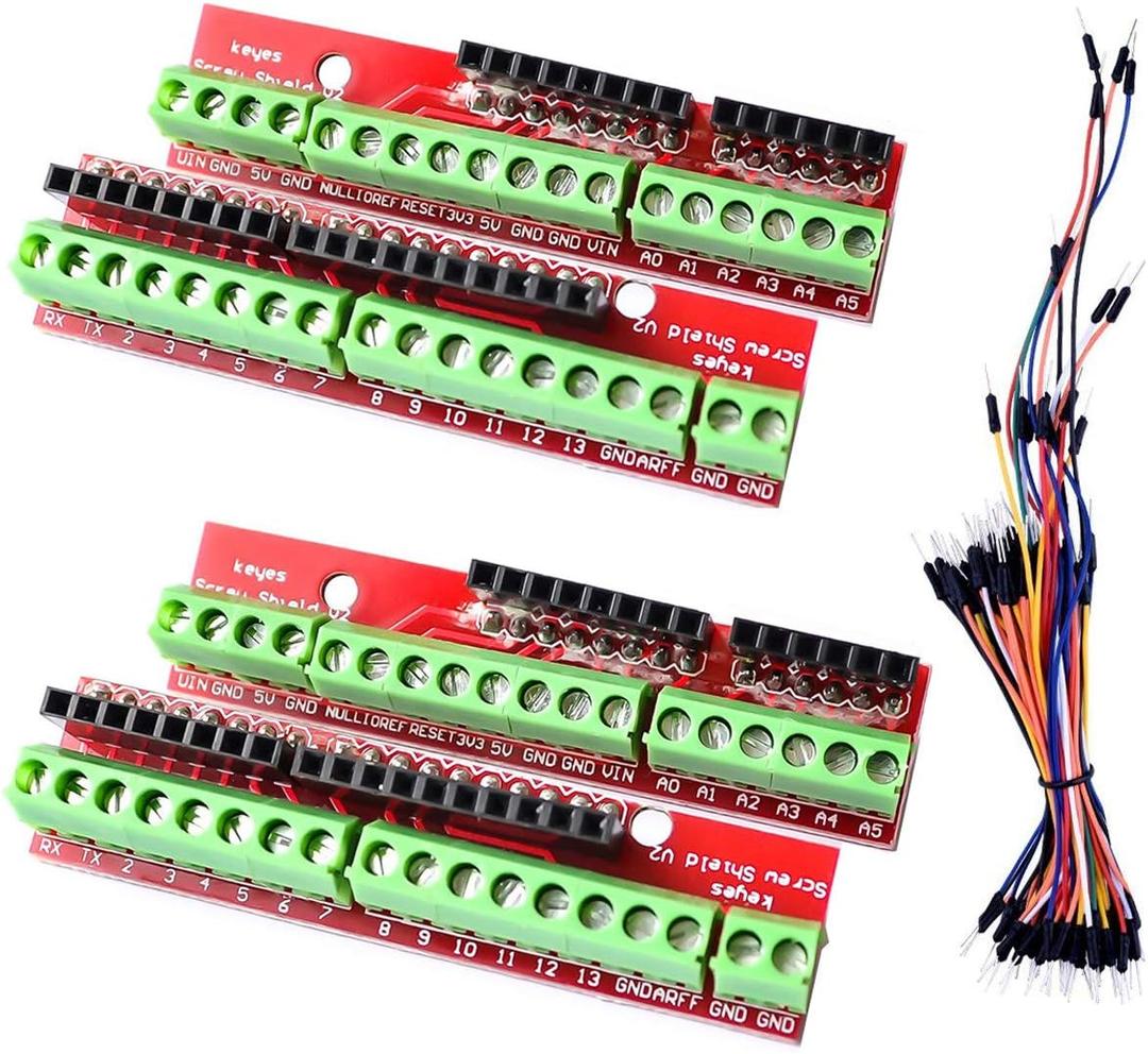 DAOKI 2Pcs Screw Shield V2 Expansion Board Terminal Compatible with Arduino UNO R3 with Dupont Cable Female to Male