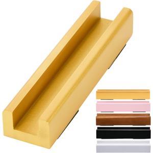 1 Pcs Wooden Floor Mirror Stand Anti Slip Base for Full Length Mirrors Stable Support Holder Bracket with Enlarged Non Slip Pads for Home Mirror Frames (9.8 x 2.3 x 1.5 Inches,Gold)