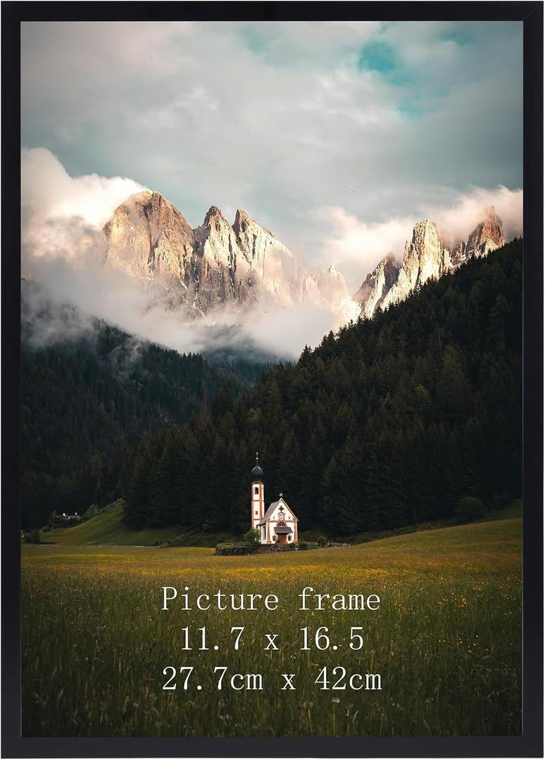 Certificate A3  Frame Black, 11.7x16.5 Inch Thin Photo Frame for Wall Tabletop Display, Single