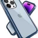 Speck Clear iPhone 14 Pro Case Drop Protection, Scratch Resistant Dual Layer Slim Phone Case for 6.1 Inch iPhones 14 Pro - Anti-Yellowing & Anti-Fade Case - Glass Navy/Winter Navy GemShell