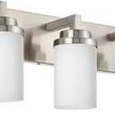 3-Lights Vanity Bath Light with Opal White Glass Shades, Modern Bathroom Lighting Over Mirror Brushed Nickel for Kitchen Hallway Bedroom Foyer