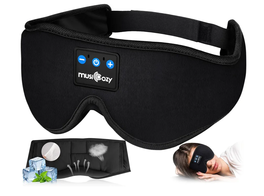 MUSICOZY Sleep Headphones, Bluetooth 5.4 Sleep Mask Headband Headphones Sleeping Eye Mask, Wireless Music Earbuds Earphones with HD Stereo Speakers for Side Sleepers, Cool Gadgets Unique Gift