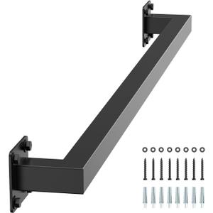 VEVOR Wall Mounted Stair Handrail, 3ft Black Iron Staircase Handrail Indoor, 250lbs Load Capacity, Industrial Railing Hand Rail for Steps, Square Tube for Loft Porch Deck, 2 Sections