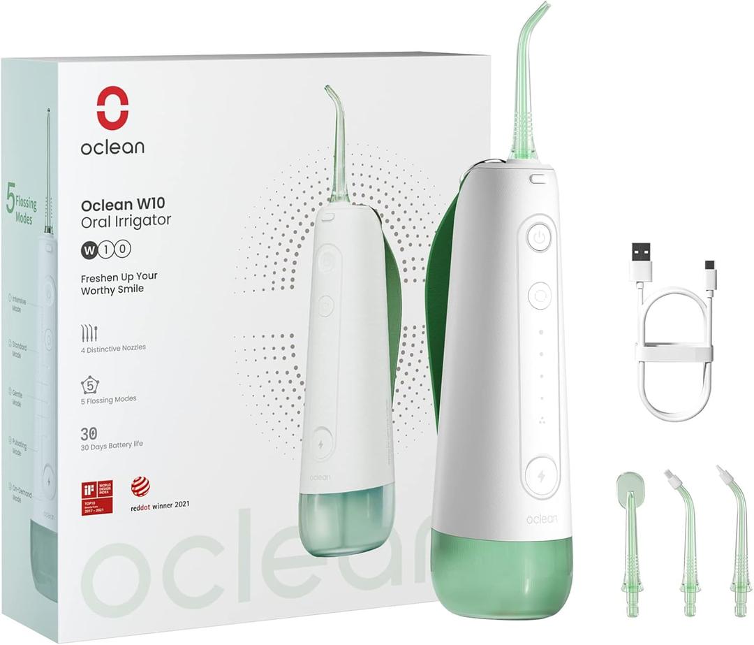 Cordless Water Flosser for Teeth Oclean W10, Portable Oral Irrigator with 5 Flossing Modes & 4 Replaceable Jet Tips, Rechargeable Waterproof IPX7, Quadpacer, Smart Timer, for Travel, Home, Brace Care Cordless Water Flosser for Teeth Oclean W10, Portable Oral Irrigator with 5 Flossing Modes & 4 Replaceable Jet Tips, Rechargeable Waterproof IPX7, Quadpacer, Smart Timer, for Travel, Home, Brace Care
