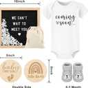 Pregnancy Announcement, Coming Soon Baby Announcement For Grandparents Dad Husband Family, Pregnancy Reveal Ideas, Gender Reveal Baby Shower Gifts -Felt Letter Board, Onesie, Booties, Wooden Sign