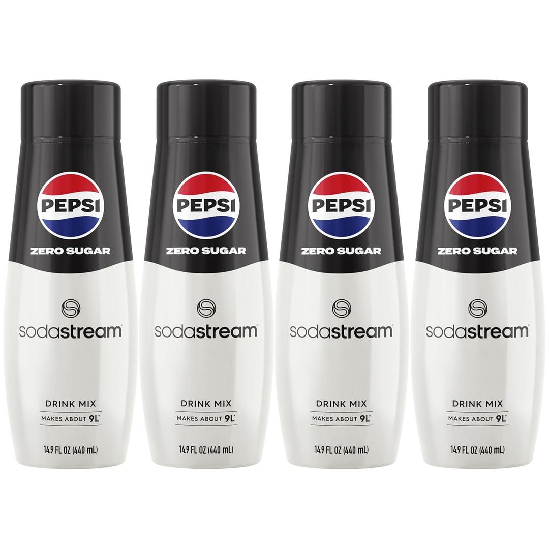 SodaStream Pepsi Zero Sugar Beverage Mix (440ml, Pack of 4), Best By: 06/07/26