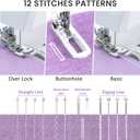 Sewing Machine for Beginners with 12 Built-in Stitches, Mini Sewing Machine with Foot Pedal, High-Low Speeds, Portable and Sewing Enthusiasts (505)
