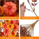 2 PCS Artificial Faux Fall Hanging Flowers Plants for Outdoor Decor,Fake Silk Morning Glory with Eucalyptus UV Resistant Mums for Wall Home Porch Patio Balcony Yard Indoor Decor (Fall Orange+Yellow)
