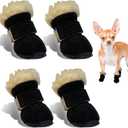 Dog Boots, Fleece Dog Shoes for Small Dogs, Anti-Slip Sole Dog Boots & Paw Protectors, Dog Winter Snow Booties for Outdoor Walking Running (S (< 4 lbs))