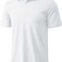 Men's Polo Shirts Short Sleeve Golf Quick Dry Collared Moisture Wicking Athletic Performance Polos, White Small