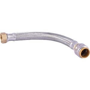 SharkBite Max 3/4 Inch x 3/4 Inch FIP x 12 Inch Stainless Steel Braided Flexible Water Heater Connector, Push to Connect Brass Plumbing Fitting, PEX Pipe, Copper, CPVC, PE-RT, HDPE, UR3088FX12