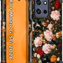 Hekodonk for Moto G 2026 Case,Moto G Play 2026 Case,Floral Three Layer Heavy Duty Shockproof Protection Hard Plastic+Soft Silicone Full Body Drop Protective Case for Moto G 2026,Black
