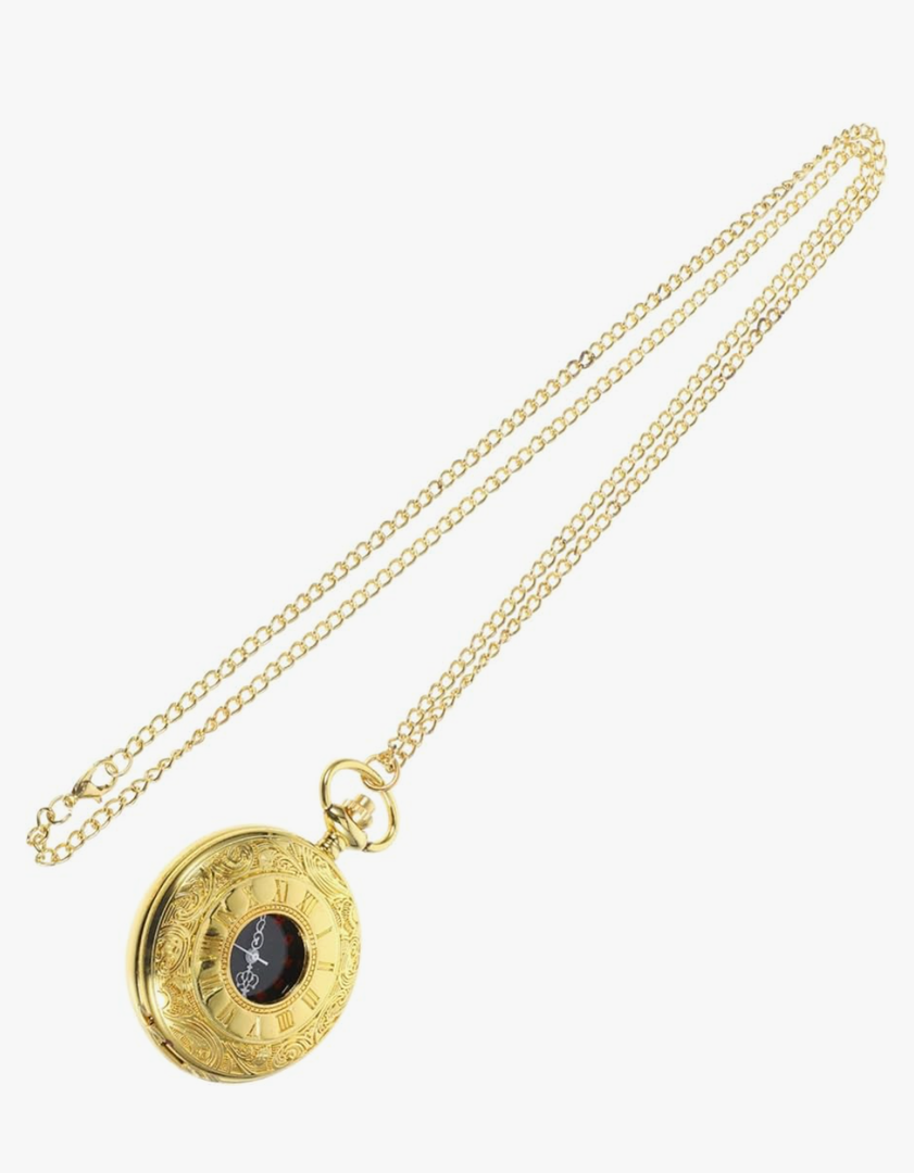 Classic Antique Pocket Watch for Men Gold Carved Roman Numeral Design Lightweight and Practical Timepiece Traditional Style Gift for Father Day and Daily Use