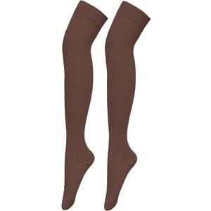 Bestjybt Women Thigh High Socks Cotton Warm Over the Knee Socks Long Knee High Boot Stockings Leg Warmer (One Size, Coffee)