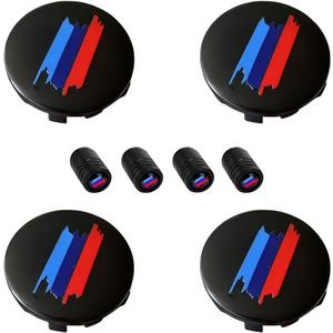 4PCS M 3 Color Wheel Center caps with Same Logo tire Valve caps Cover Original Vehicle Replacement 2.2in/56mm Center Wheel hub Rim Cover, 2.7 inches