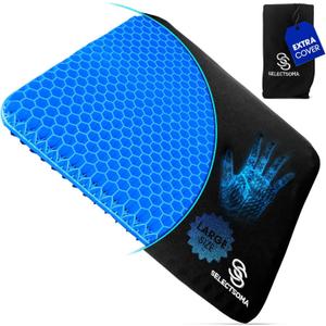 SelectSoma Large Gel Seat Cushion for Desk Chair - Pressure Relief for Back, Sciatica, Coccyx, and Tailbone Pain While Long Sitting  Wheelchair Cushion  Car and Truck Chair Pad