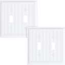 2-Pack Classic Beadboard Double Toggle Light Switch Cover Plate, Durable Natural Bamboo Fiber Decorative Switch Plate Covers, Pure White 2 Gang Wall Plate, Corrosion Resistant