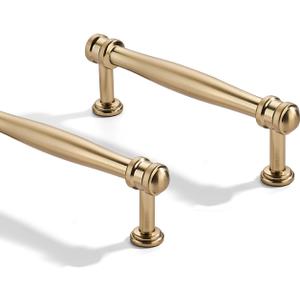 10 Pack 4 inch(102mm) Center to Center Brushed Brass Cabinet Pulls Solid Cabinet Hardware Heavy-Duty Drawer Pulls Kitchen Handles for Cabinets Cupboard Handles