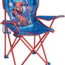 Marvel Spiderman Kids Folding Camp Chair with Cup Holder and Carry Case,Portable Outdoor Chair for Camping, Beach, and Backyard Fun